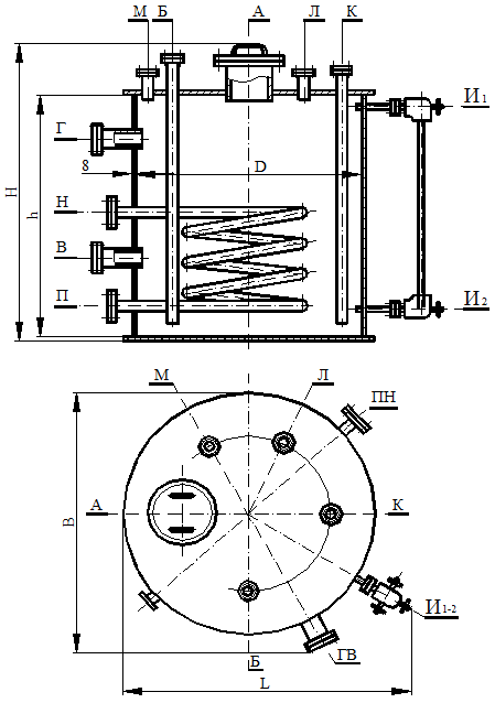 Аппарат вертикальный цельносварный с плоскими днищами со змеевиком СЗНРО ВПП-1-4-10-0 Прочее
